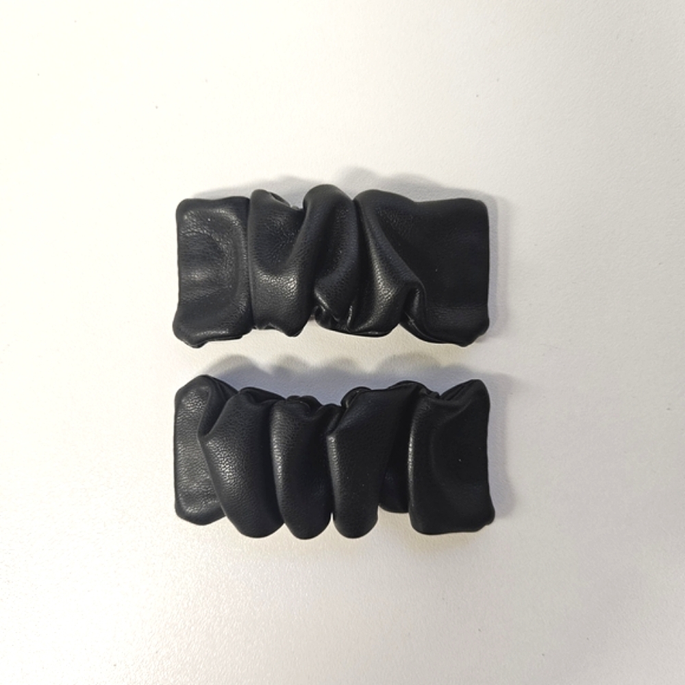 Handmade Black Leather Hair Clips